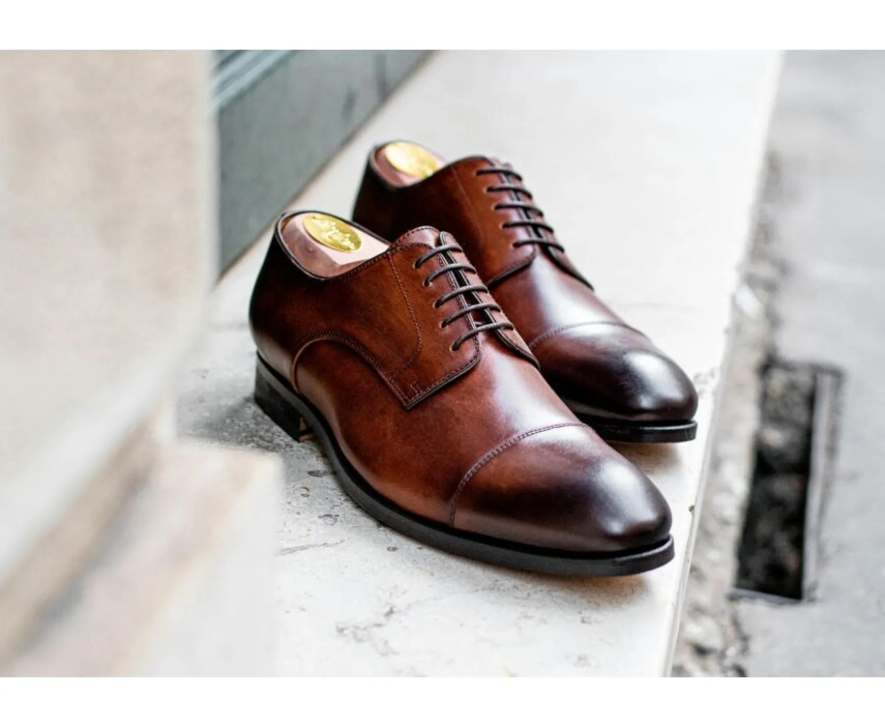 Bexley Derby Shoes | Derby Shoes - Leather Outsole Gilwell Patina Cognac