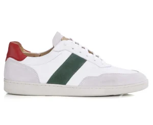 Bexley Trainers & Sneakers | Ecru And Green Men'S Leather Trainers Berringa Off White And Green