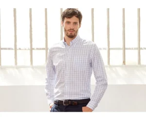 Bexley | Flannel Shirt With Blue Checks Lindsay White And Blue