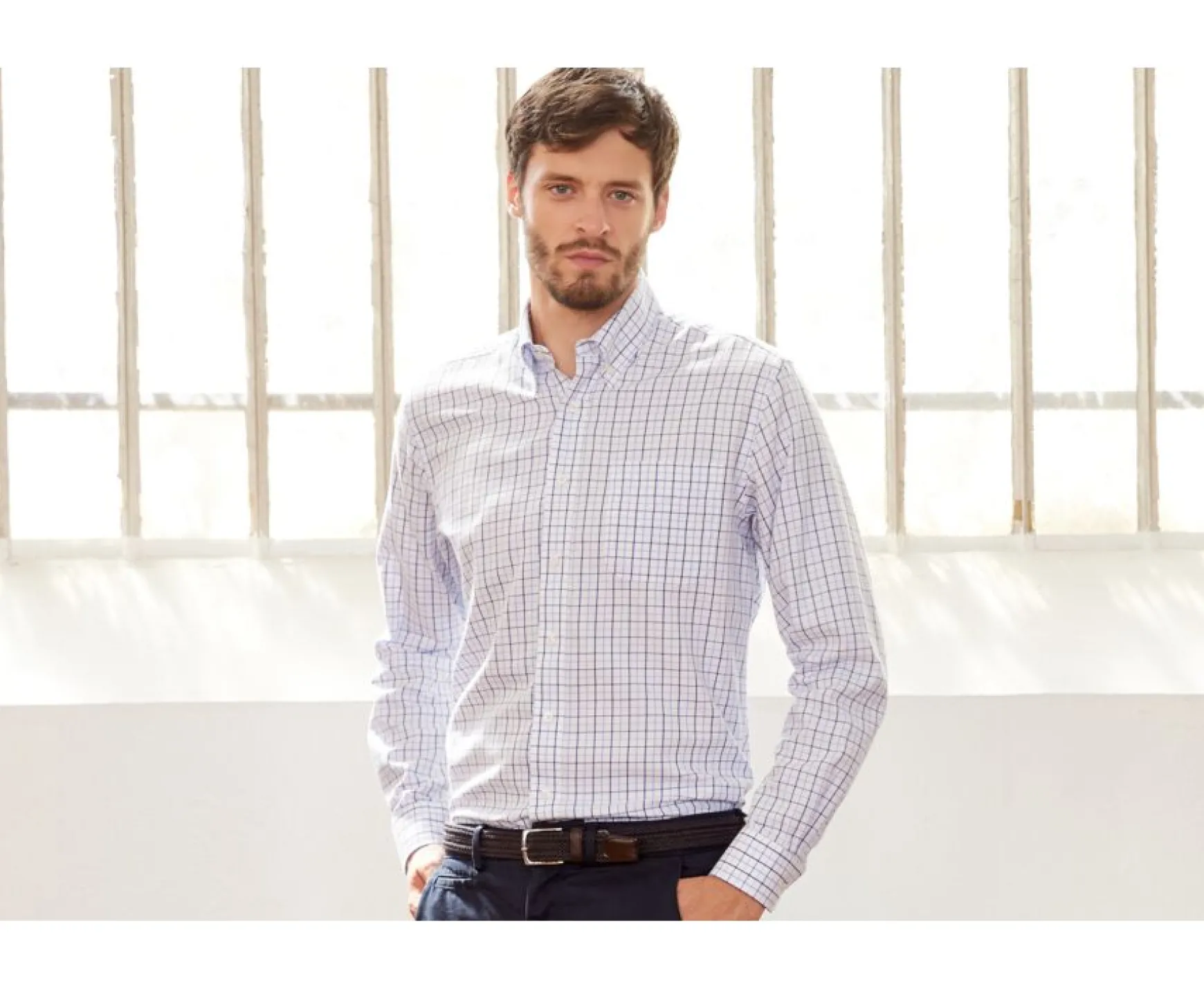 Bexley | Flannel Shirt With Blue Checks Lindsay White And Blue