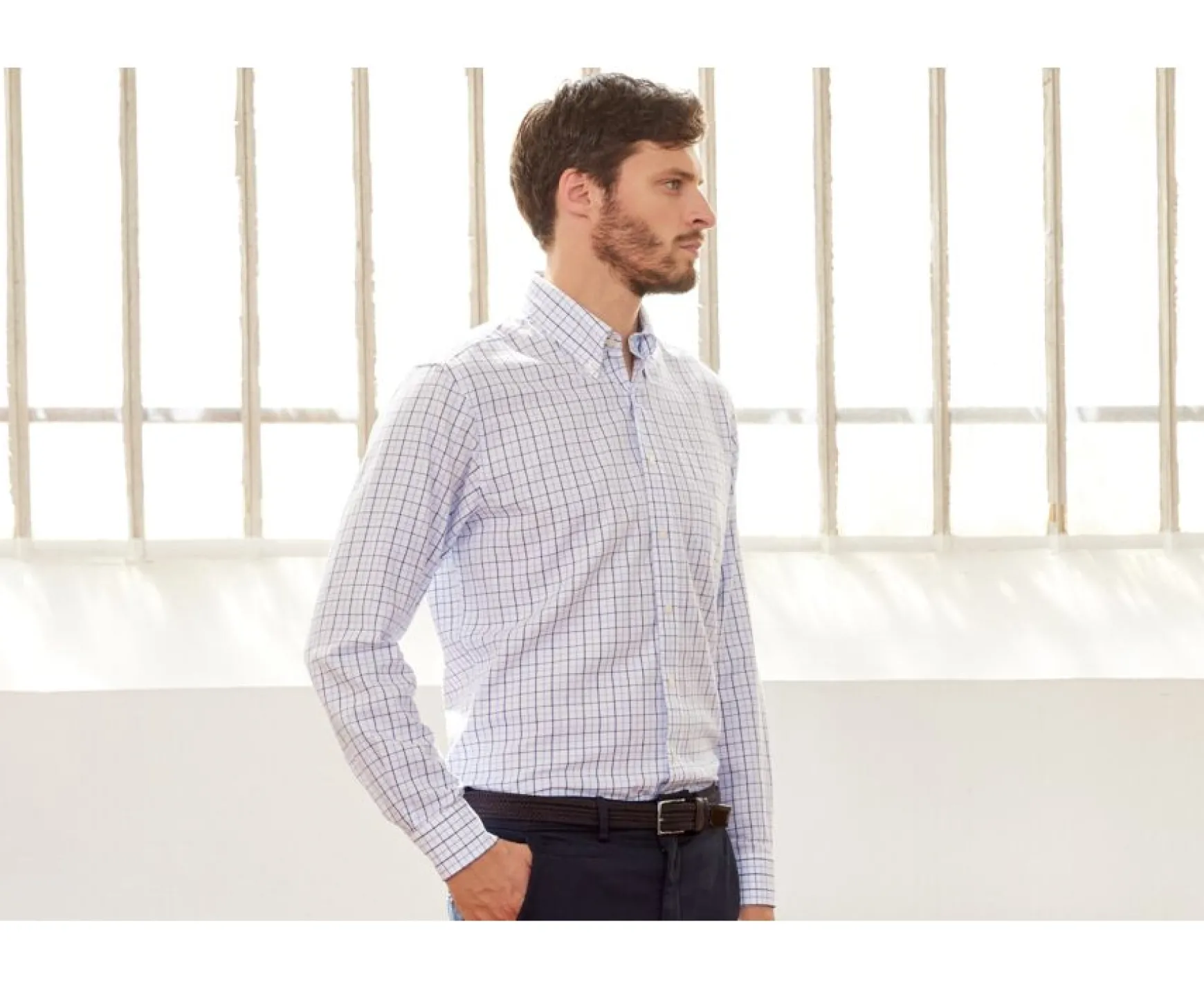 Bexley | Flannel Shirt With Blue Checks Lindsay White And Blue