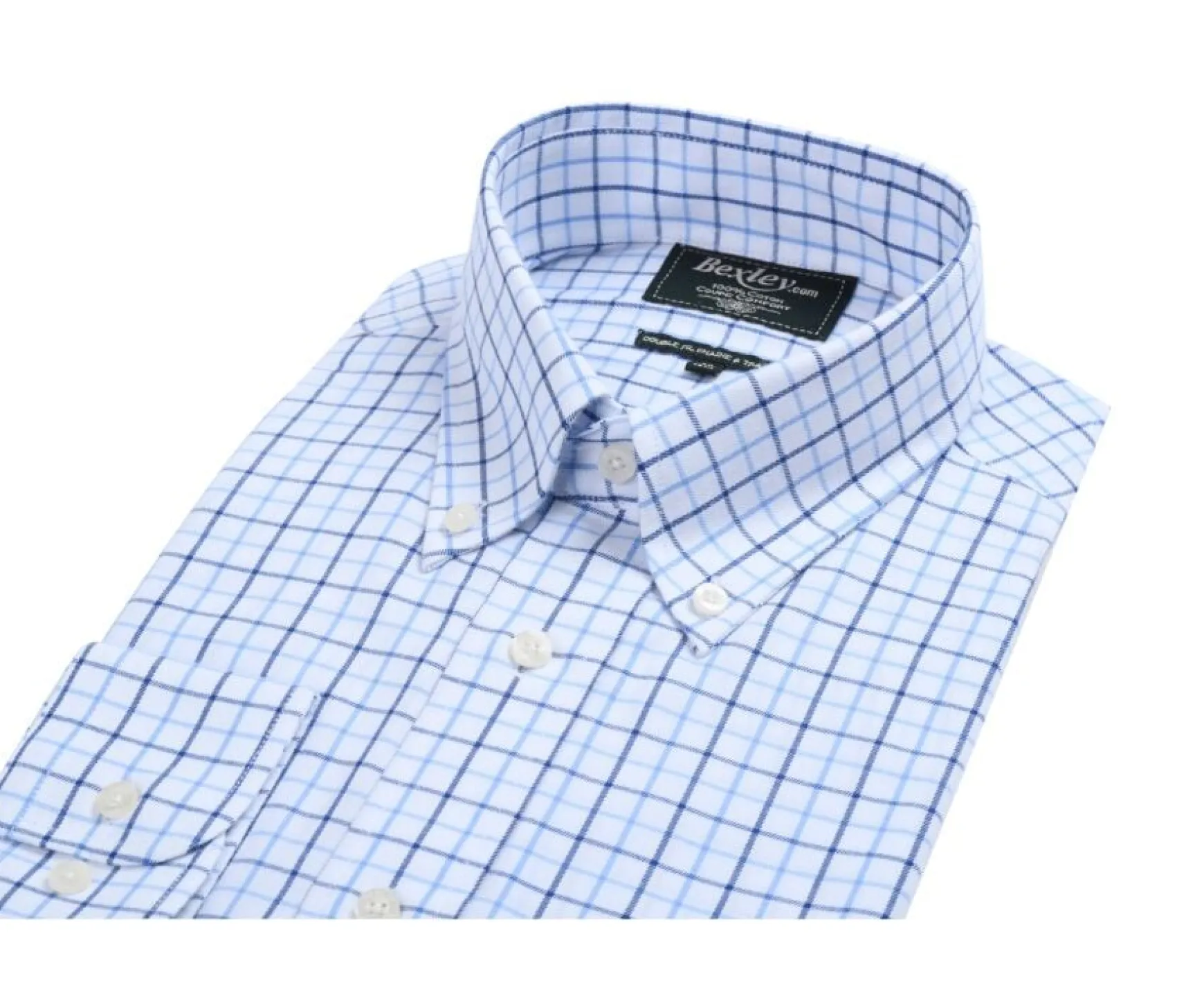 Bexley | Flannel Shirt With Blue Checks Lindsay White And Blue