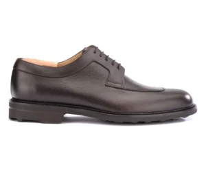 Bexley Comfort Shoes | Grained Chocolate Derby Shoes - Rubber Outsole Kent Gomme Country Chocolate Grained Leather