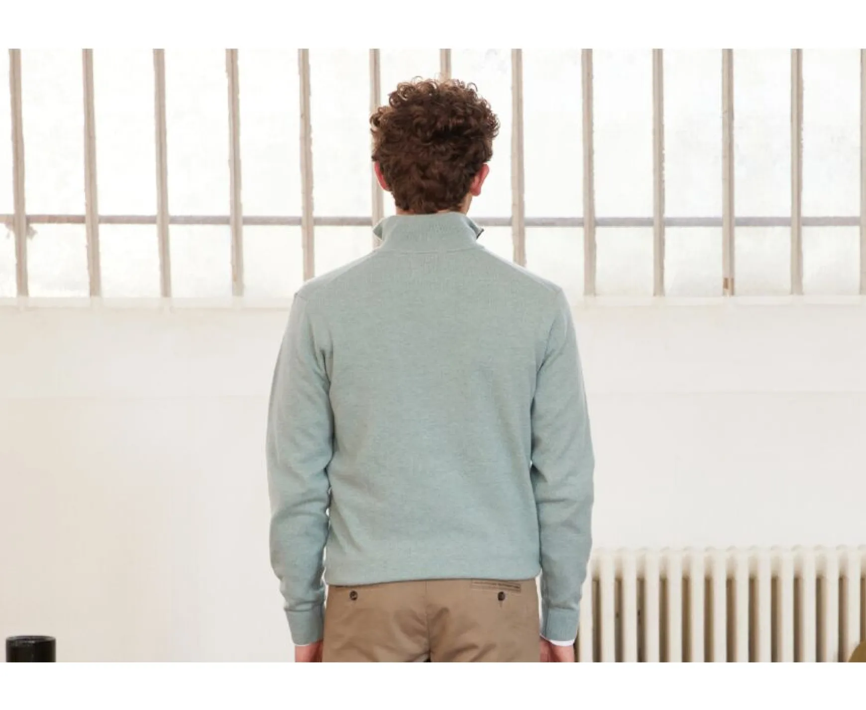 Bexley | Green Eucalyptus Half-Zip Wool Jumper - Keithy | Vert Eucalyptus