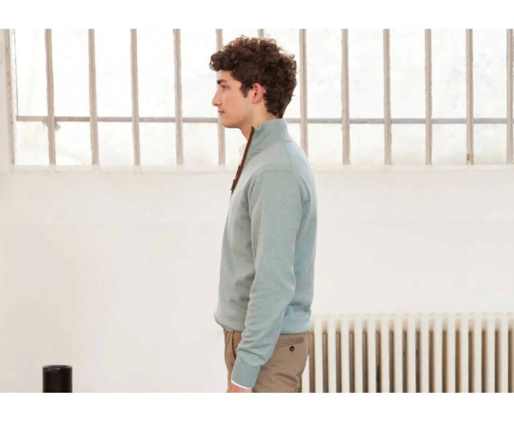 Bexley | Green Eucalyptus Half-Zip Wool Jumper - Keithy | Vert Eucalyptus