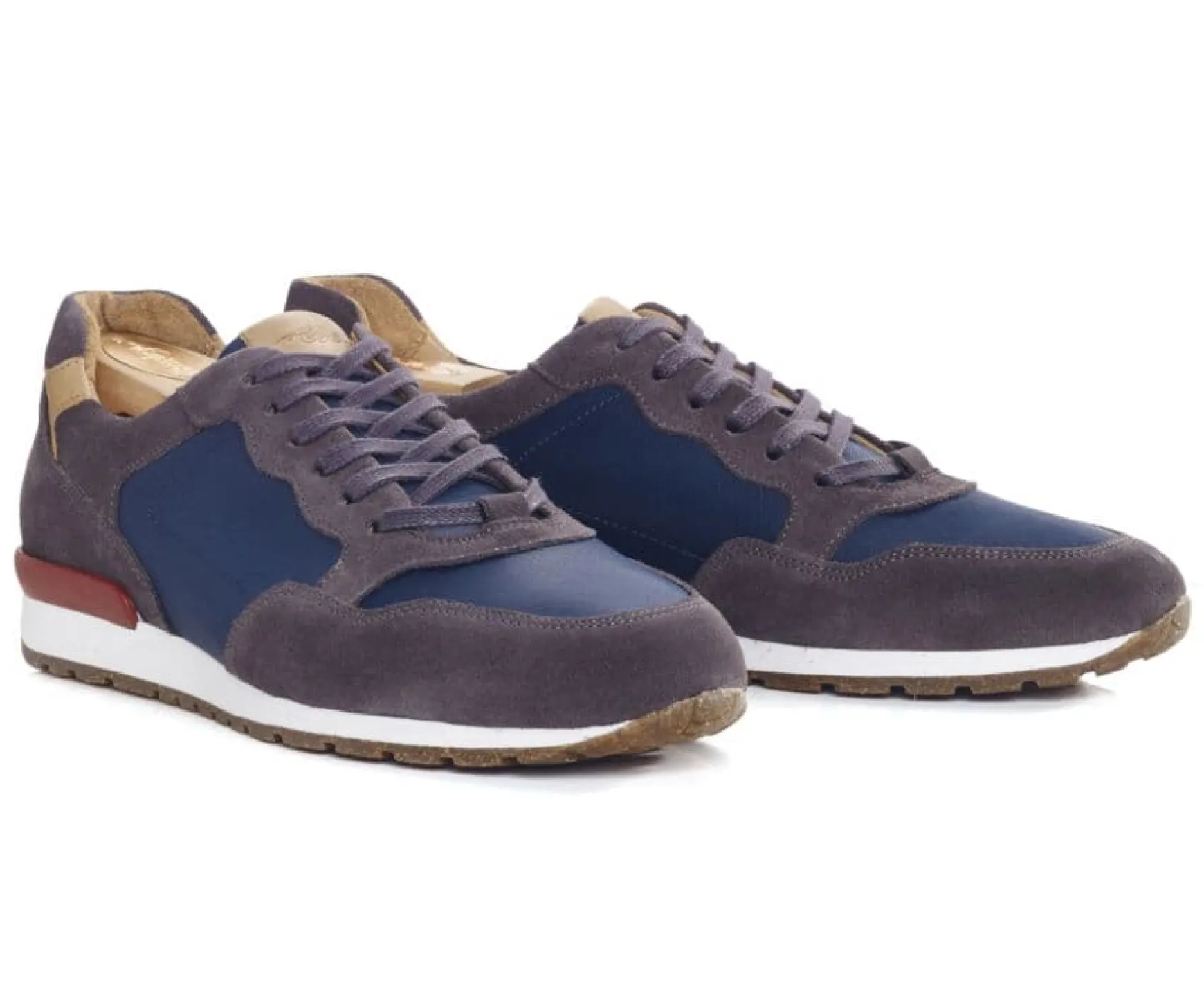 Bexley Trainers & Sneakers | Grey Suede & Khaki Leather Trainers - Canberra Ii | Velours Gris Et Marine
