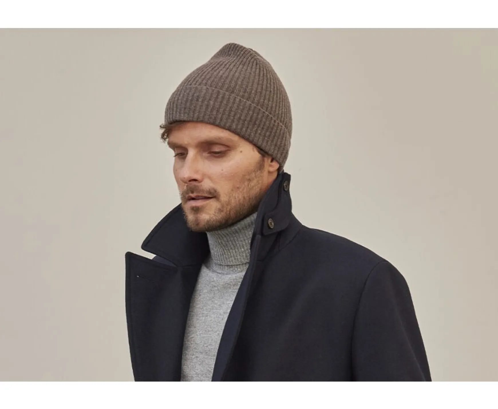 Bexley | Grey Taupe Melange Wool Beanie Hat Benneth Taupe Grey Melange