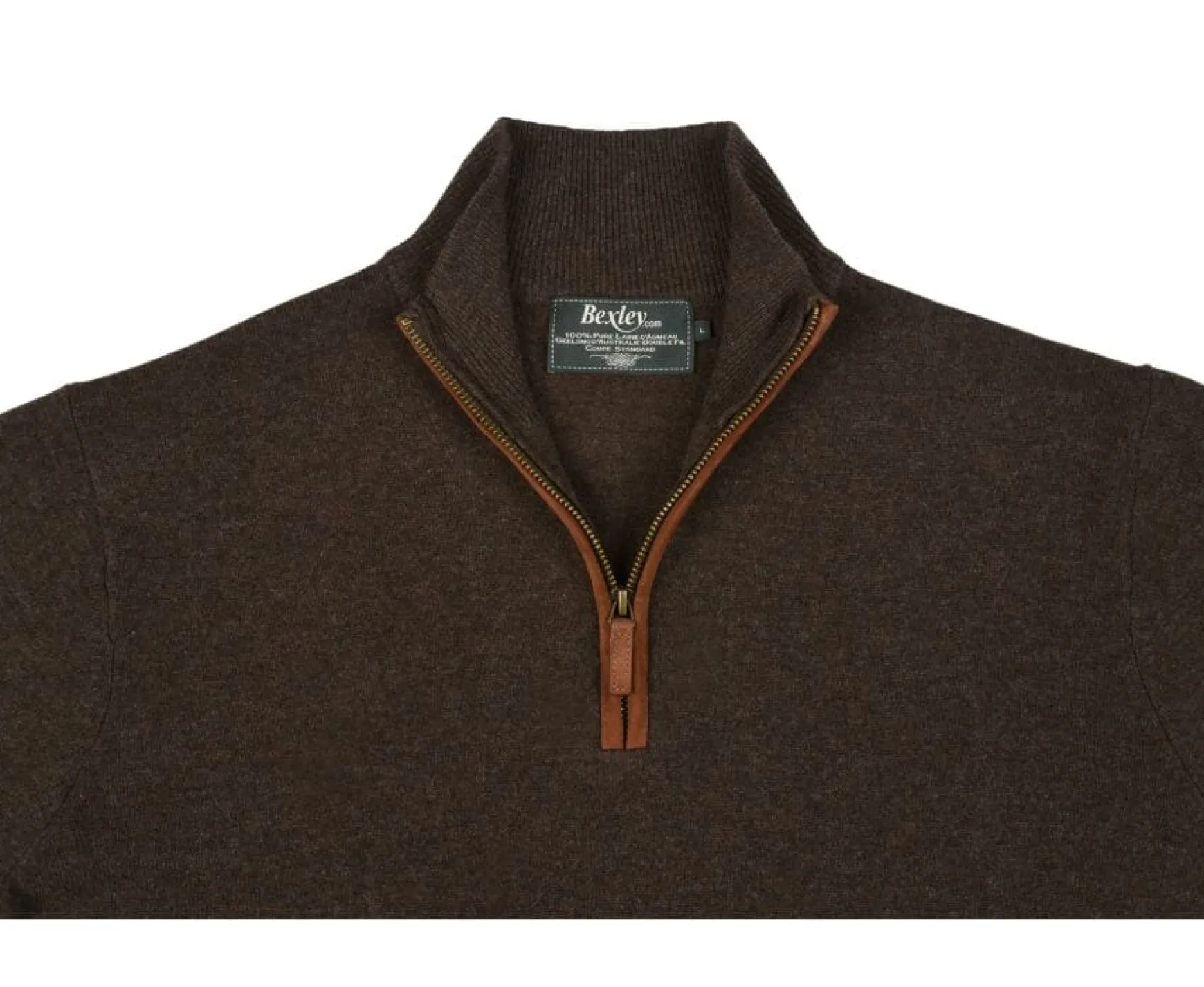 Bexley | Half-Zip Wool Jumper Keithy Dark Chocolate