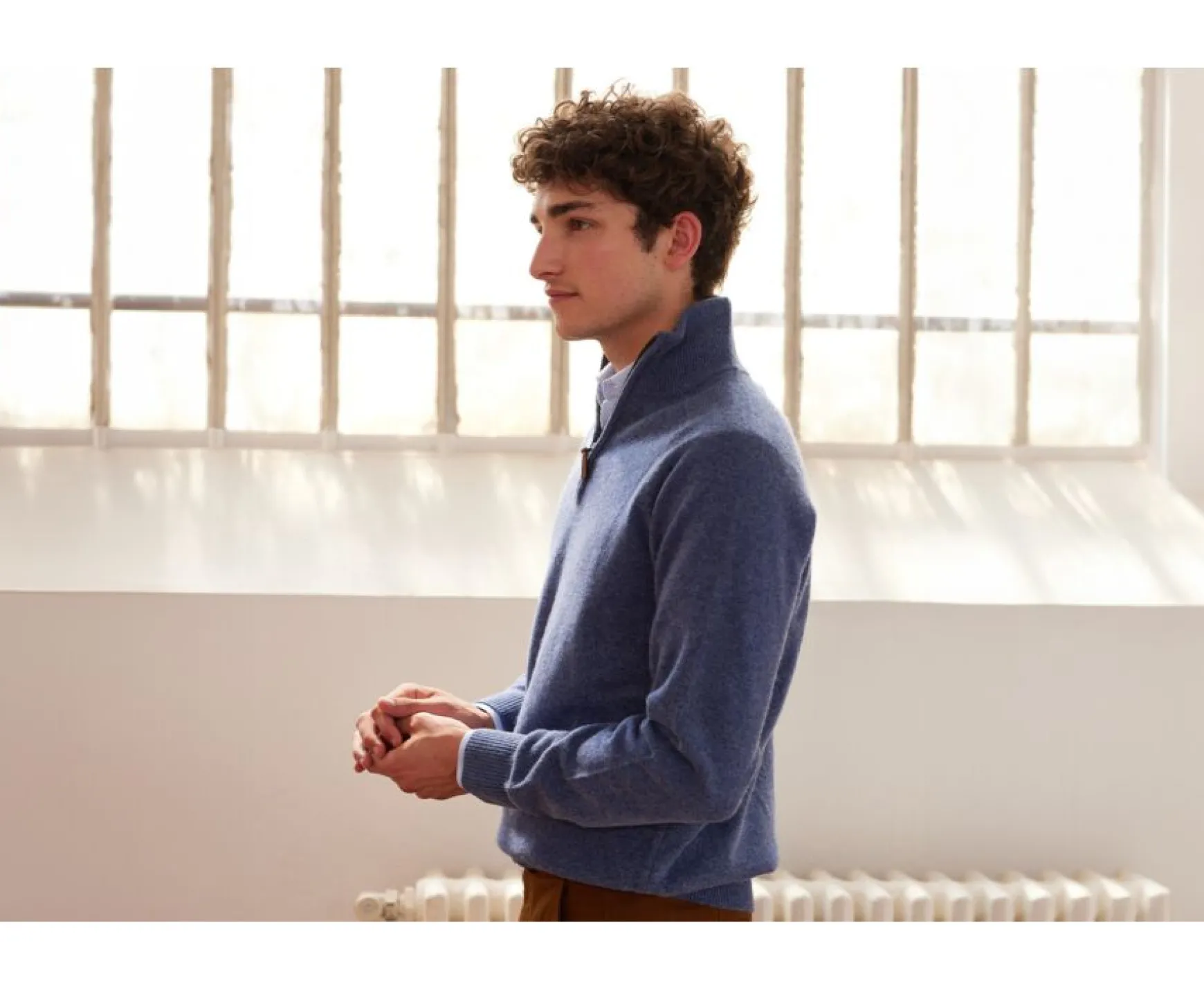 Bexley | Half-Zip Wool Jumper Kenneth Dark Blue Melange