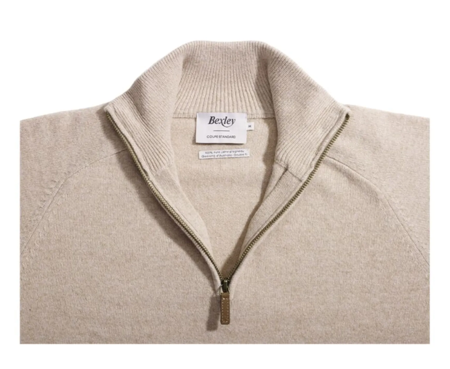 Bexley | Half-Zip Wool Sweater - Kenneth | Beige Melange