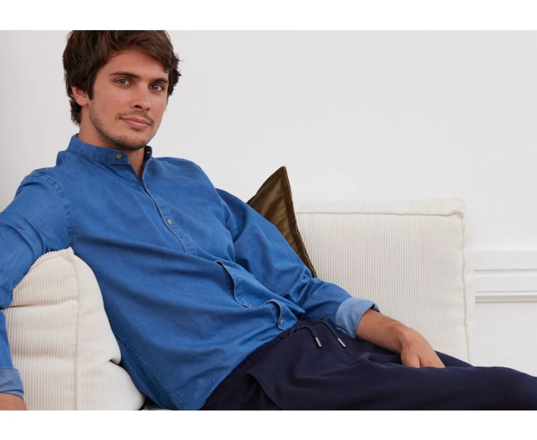 Bexley | Indigo Shirt - Collarless Joseph Denim