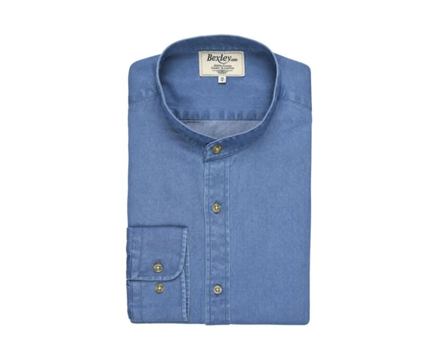 Bexley | Indigo Shirt - Collarless Joseph Denim