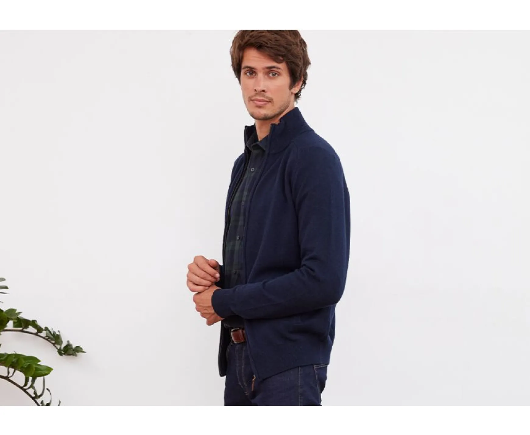 Bexley | Lambswool Full Zip Sweater Kane Navy Blue