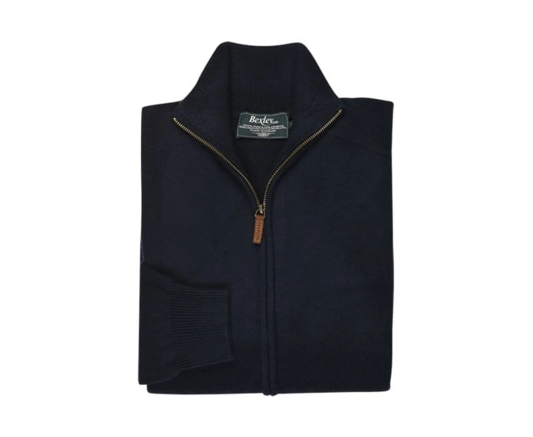 Bexley | Lambswool Full Zip Sweater Kane Navy Blue