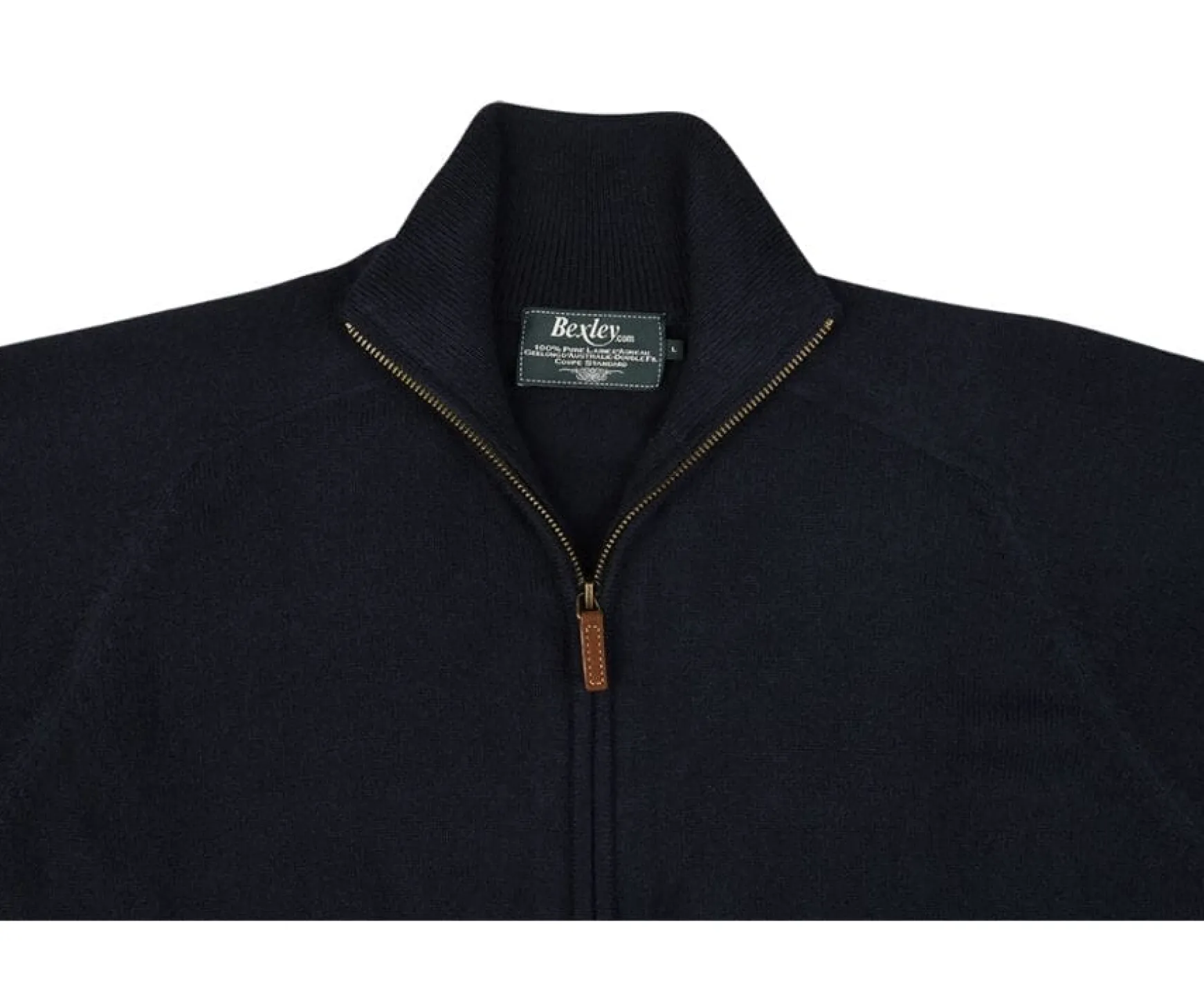 Bexley | Lambswool Full Zip Sweater Kane Navy Blue