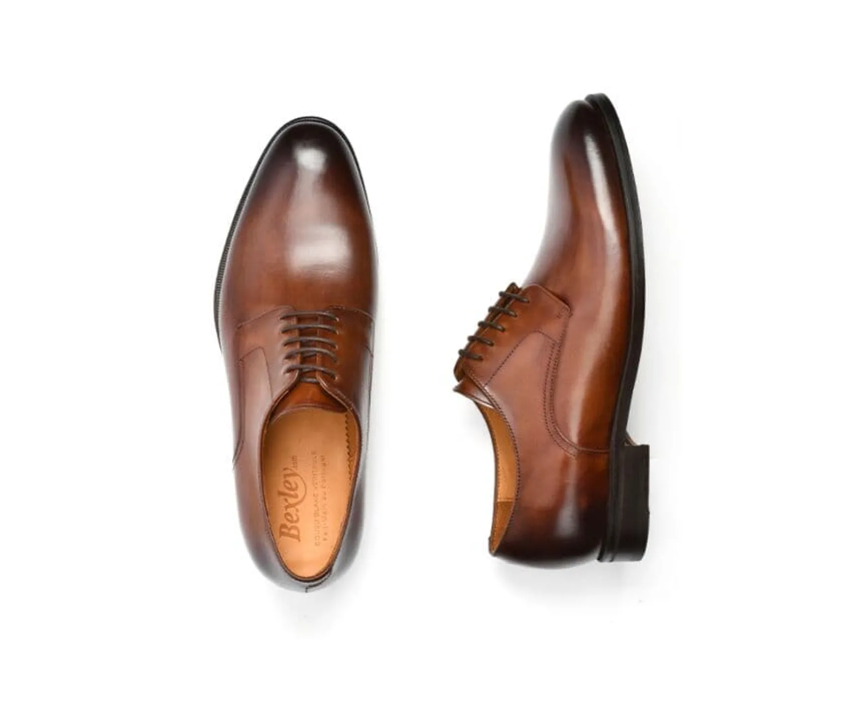 Bexley Comfort Shoes | Leather Derby Shoes Penford Patina Chestnut