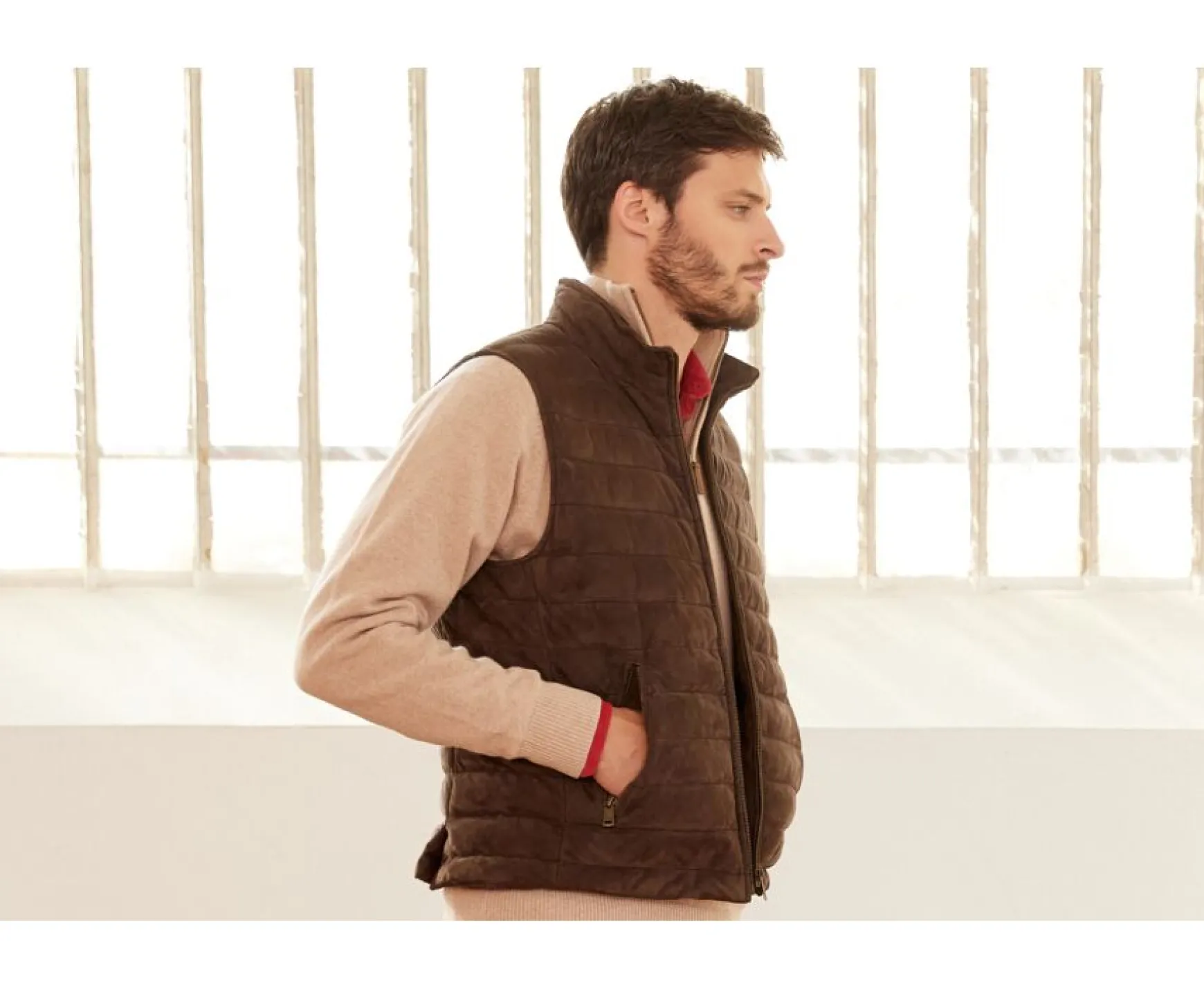 Bexley | Leather Sleeveless Down Gilet Niklas Brown