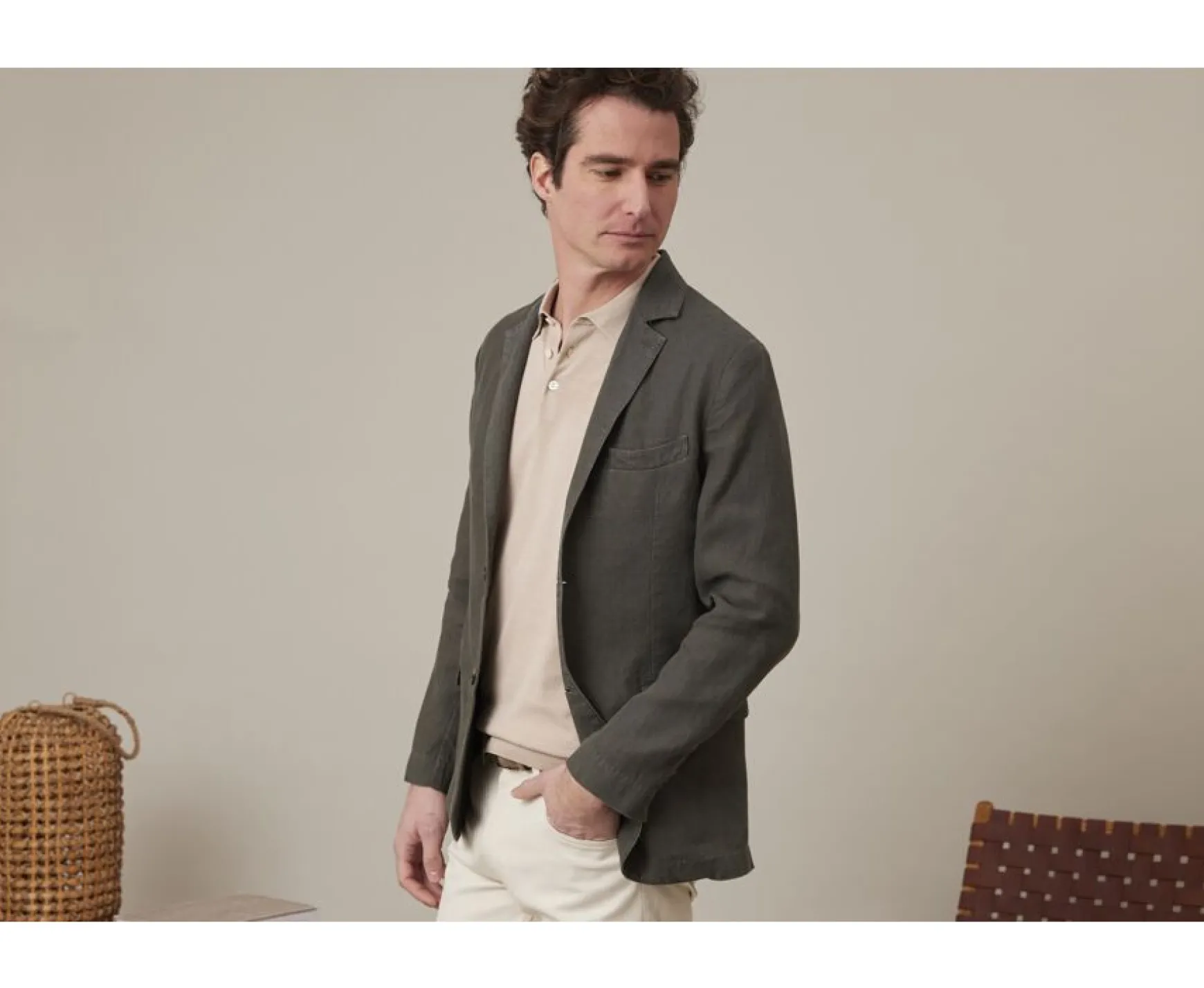 Bexley | Linen Blazer Lubin Dark Olive