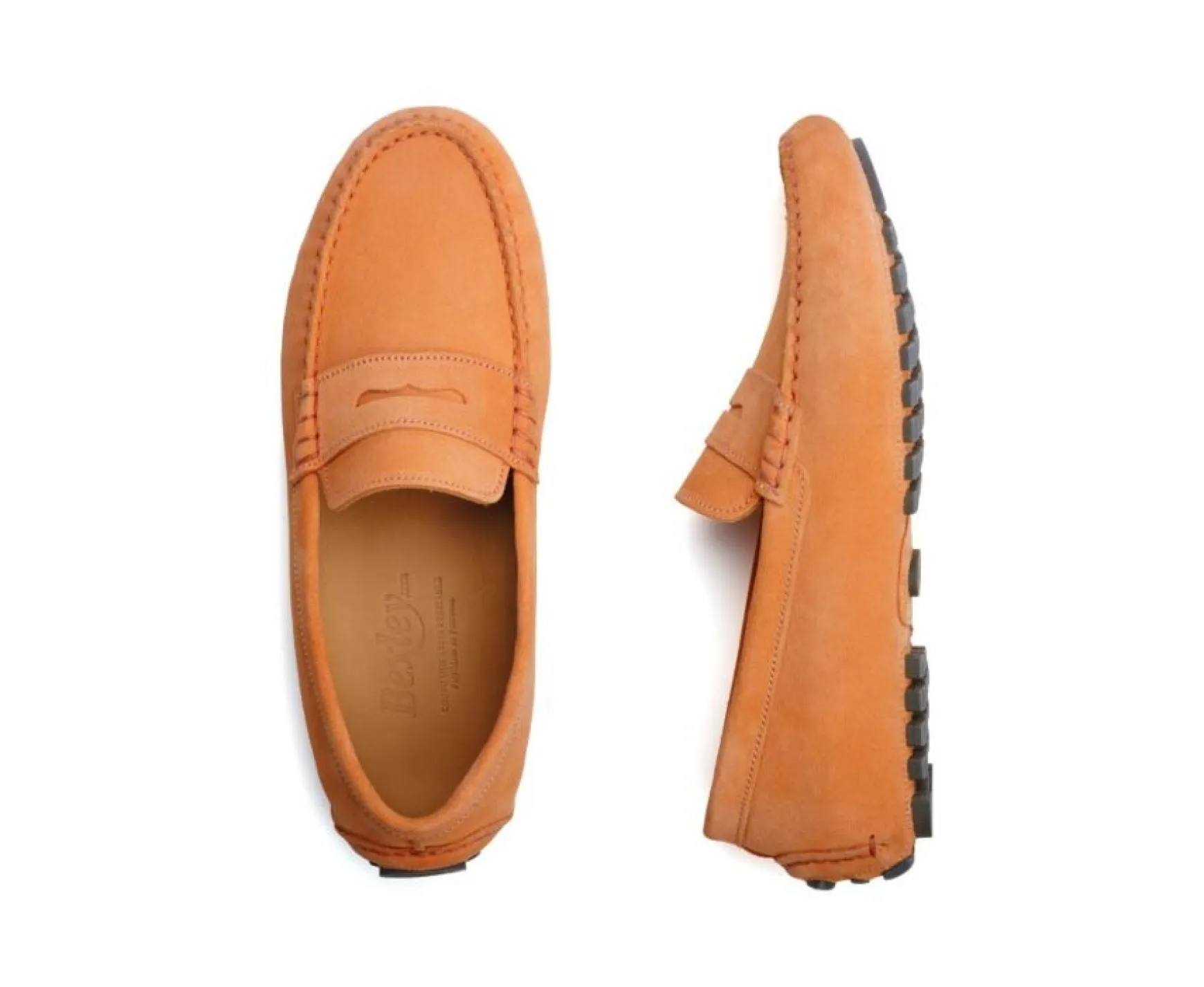 Bexley Moccasins | Mandarin Velvet Men'S Driving Moccassins Ferguson Velours Mandarine