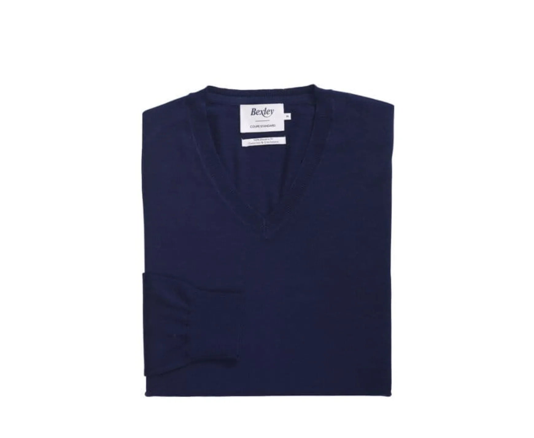 Bexley | Melange Cotton/Cashmere Thin V-Neck Jumper Valton Navy