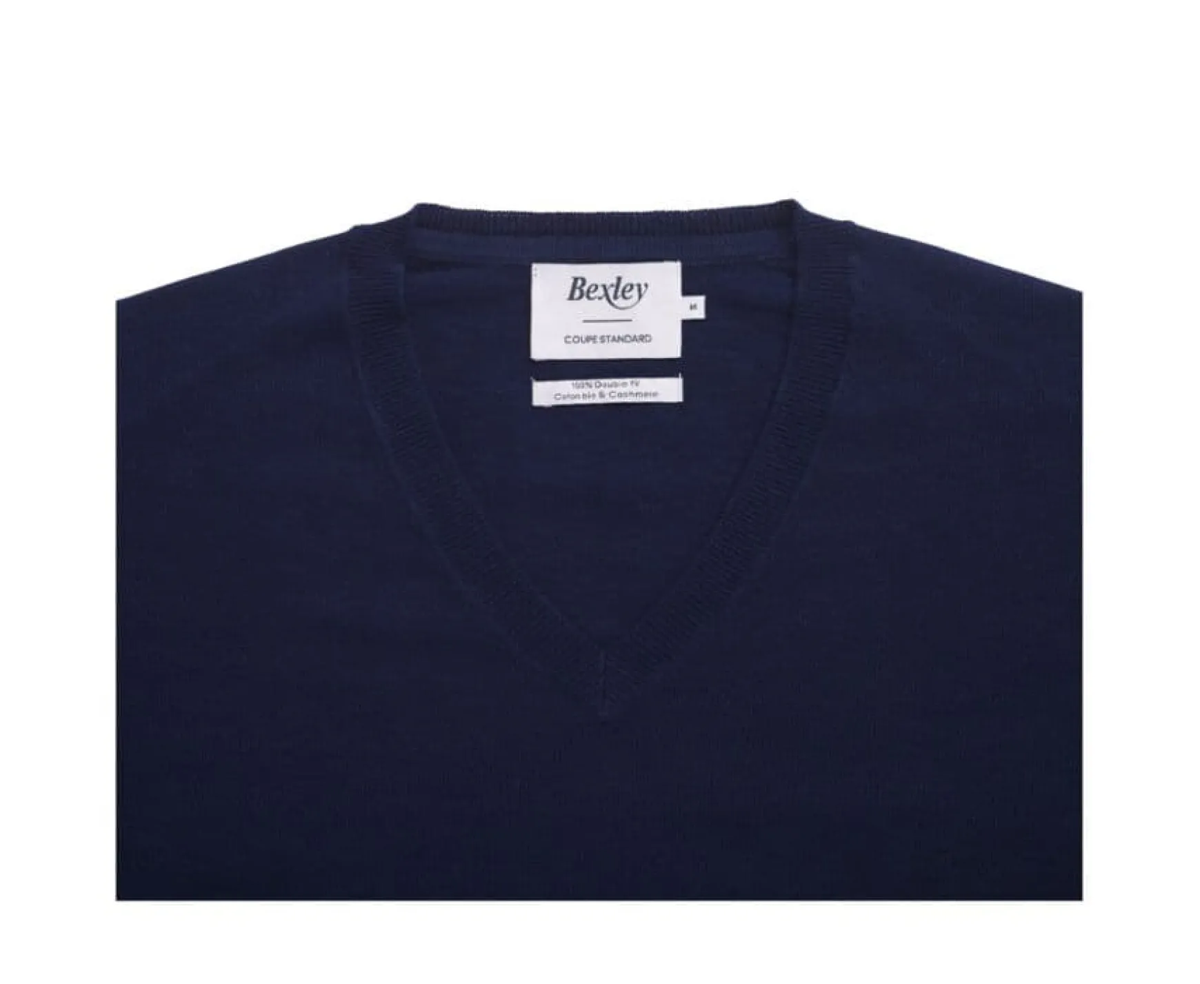 Bexley | Melange Cotton/Cashmere Thin V-Neck Jumper Valton Navy