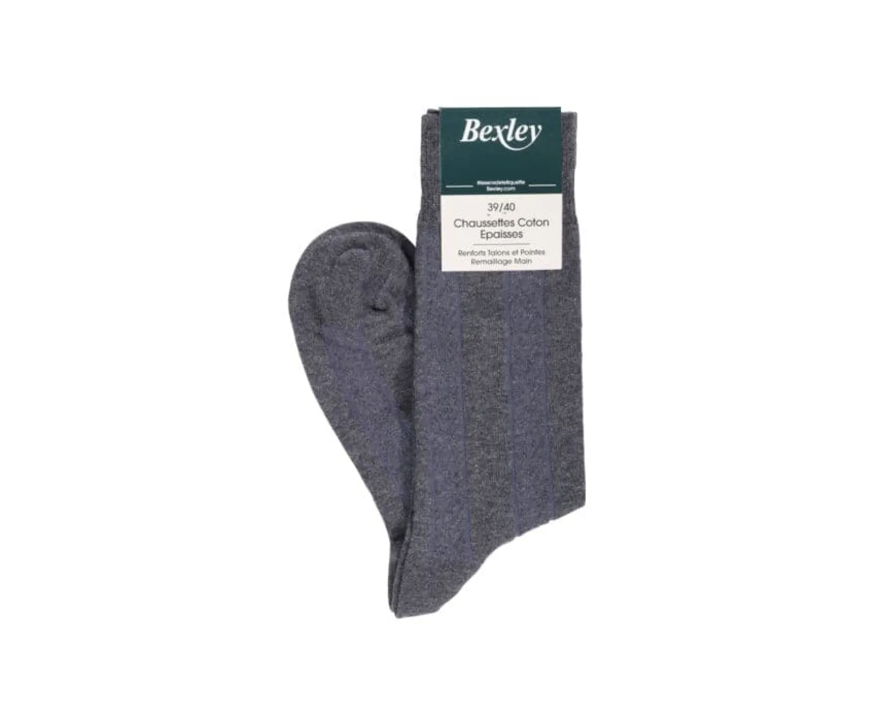 Bexley | Men'S Anthracite Grey Thick Cotton Socks With Herringbone Style Grey Anthracite