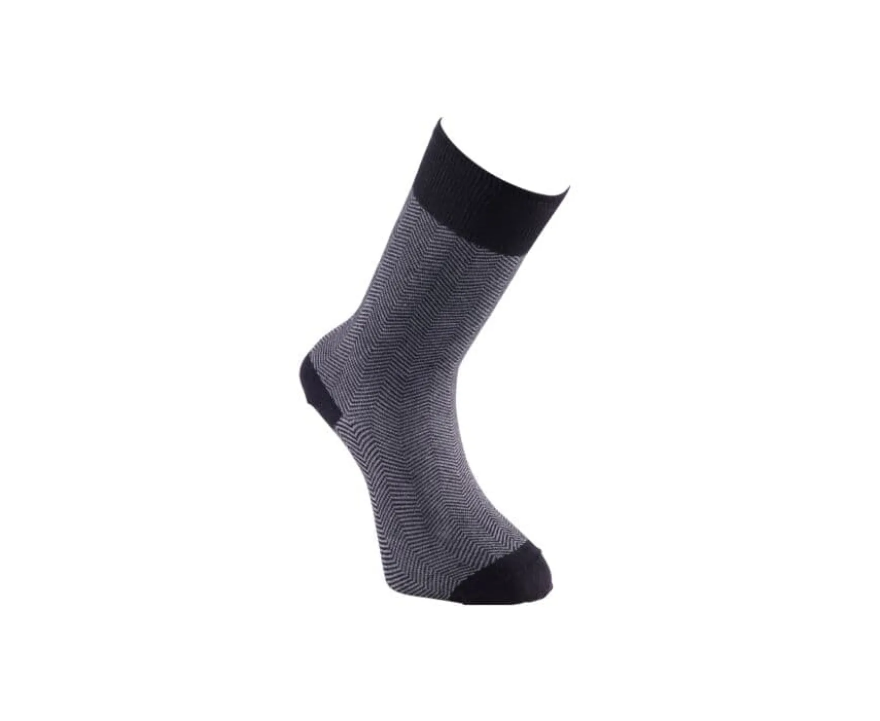 Bexley | Men'S Black & Grey Thick Cotton Socks With Herringbone Style Black And Grey