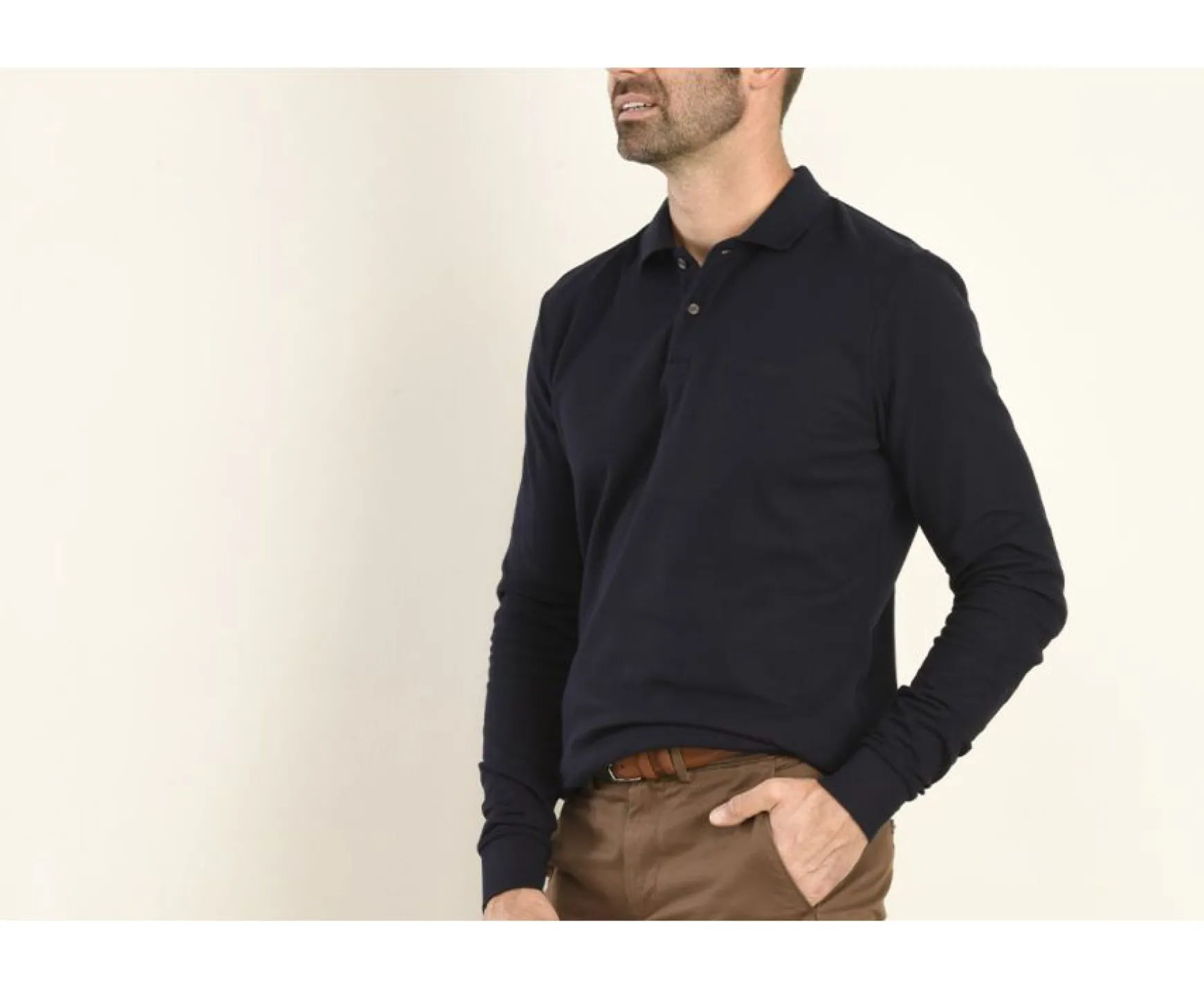 Bexley Adjusted Fit | Men'S Long Sleeve Polo Shirt Andy Ii Ml Navy