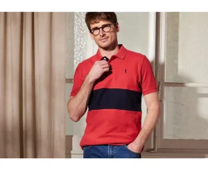 Bexley Adjusted Fit | Men'S Polo Shirt Aurick Basque Red And Navy