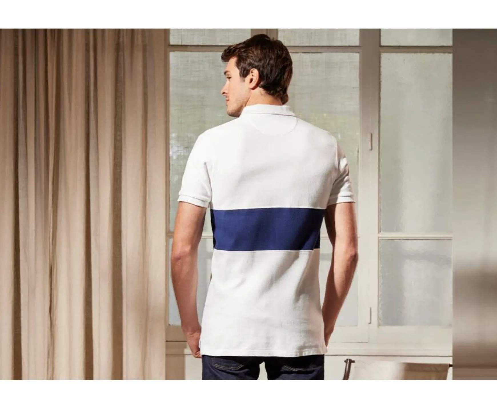 Bexley Adjusted Fit | Men'S Polo Shirt Aurick White And Navy