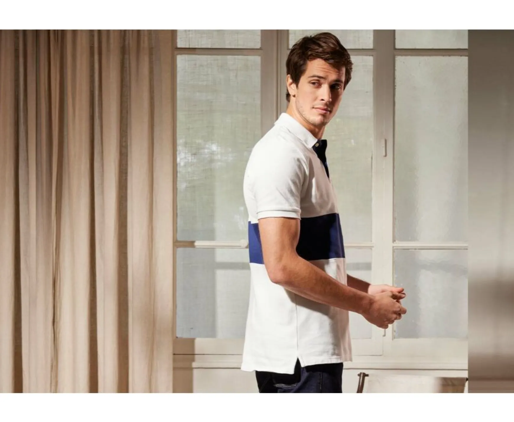 Bexley Adjusted Fit | Men'S Polo Shirt Aurick White And Navy