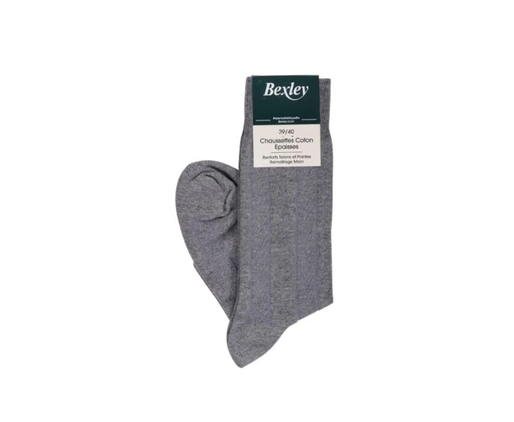 Bexley | Men'S Thick Cotton Socks With Herringbone Style Grey Melange