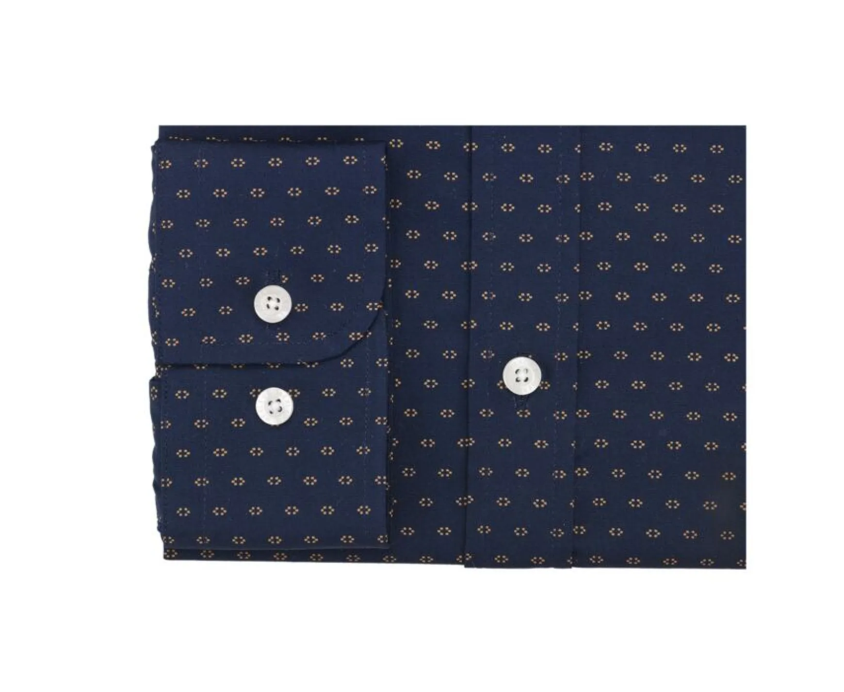 Bexley | Navy Printed Shirt With Cognac Pattern Leonce Navy And Cognac