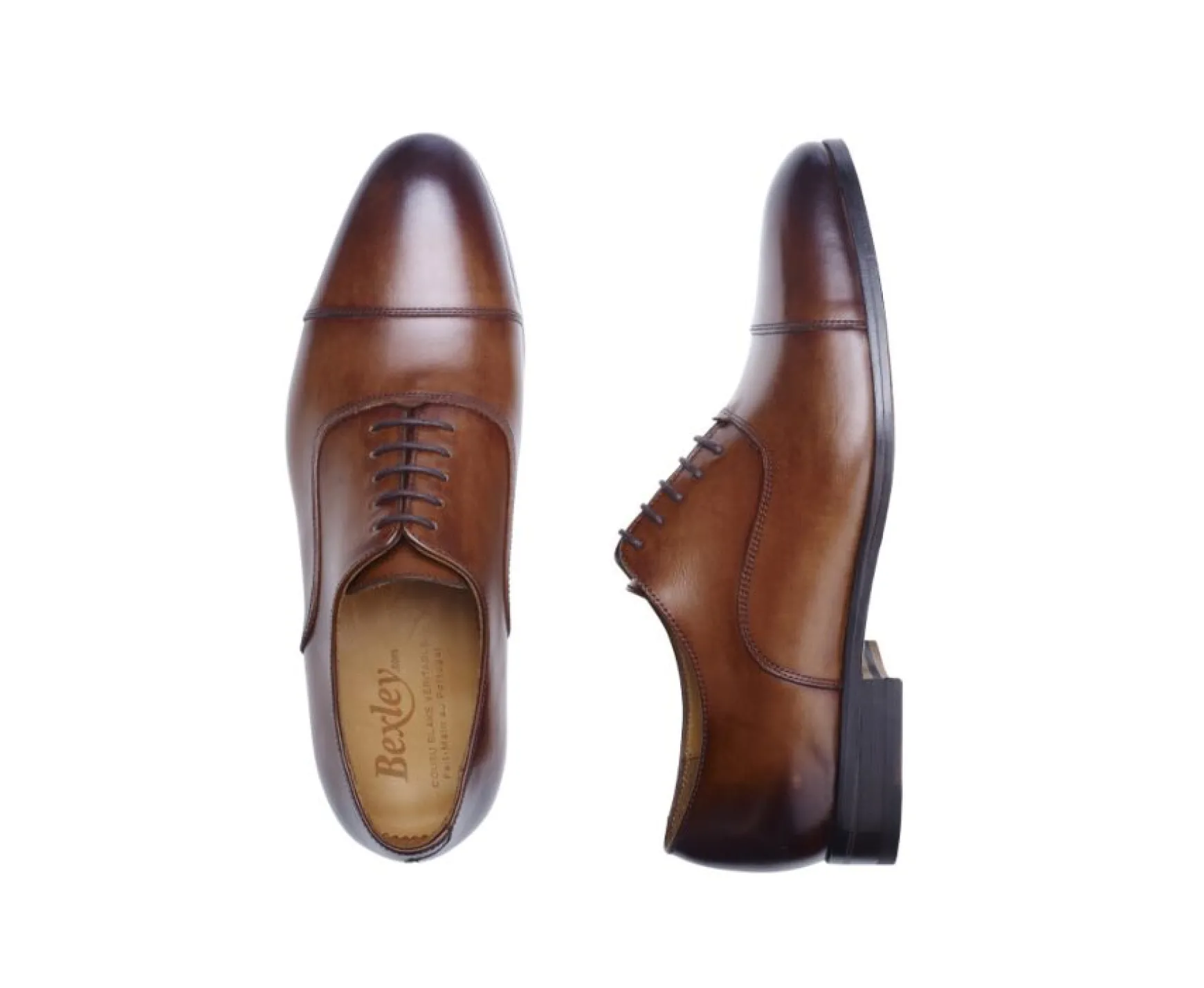 Bexley Comfort Shoes | Oxford Shoes - Leather Outsole Rickford Patina Cognac