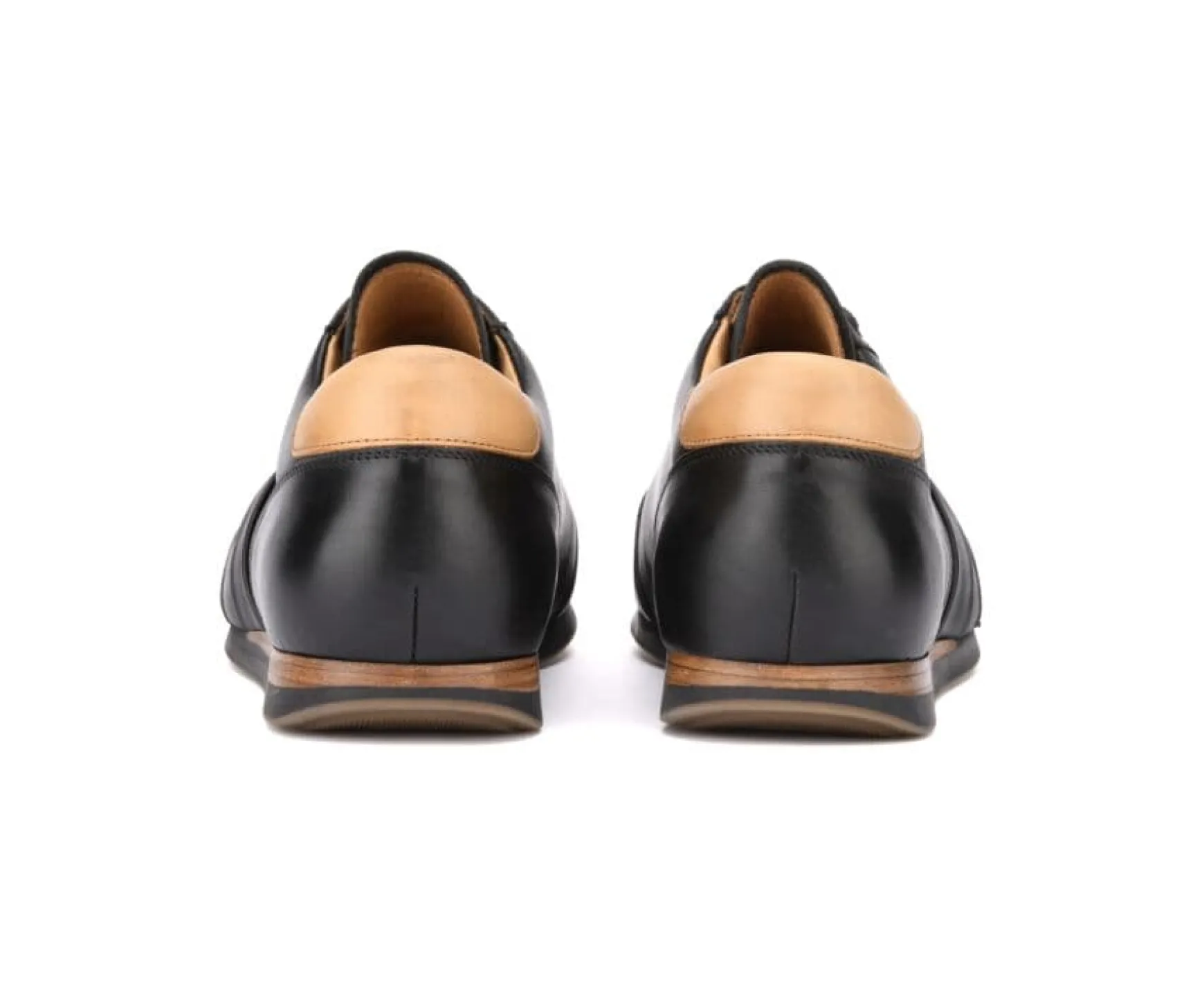 Bexley Trainers & Sneakers | Patina Black Men'S Leather Trainers Buckenderra Black With Patine
