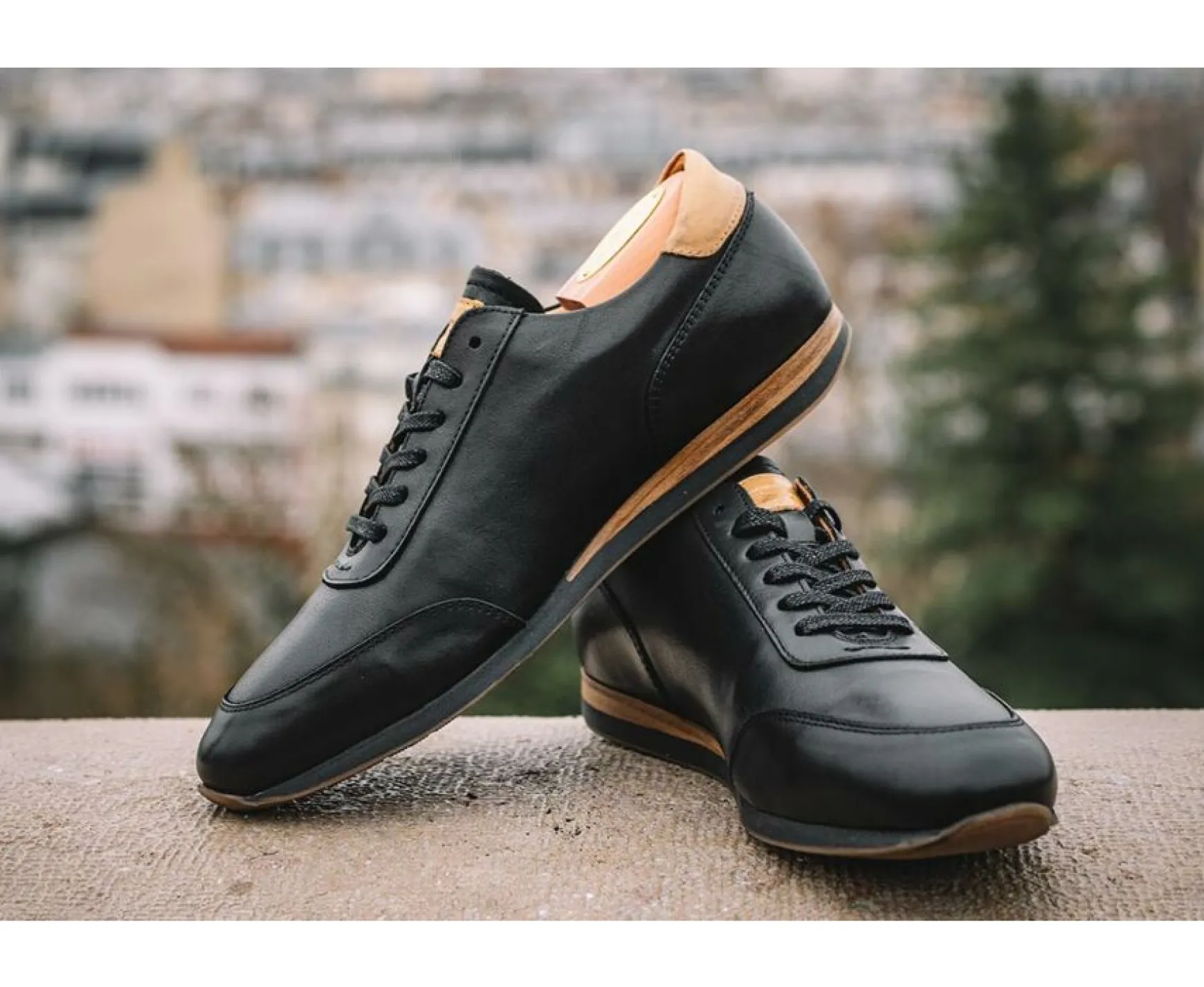 Bexley Trainers & Sneakers | Patina Black Men'S Leather Trainers Buckenderra Black With Patine