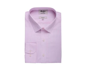 Bexley | Pink And White Striped Poplin Shirt Maximilien Light Pink