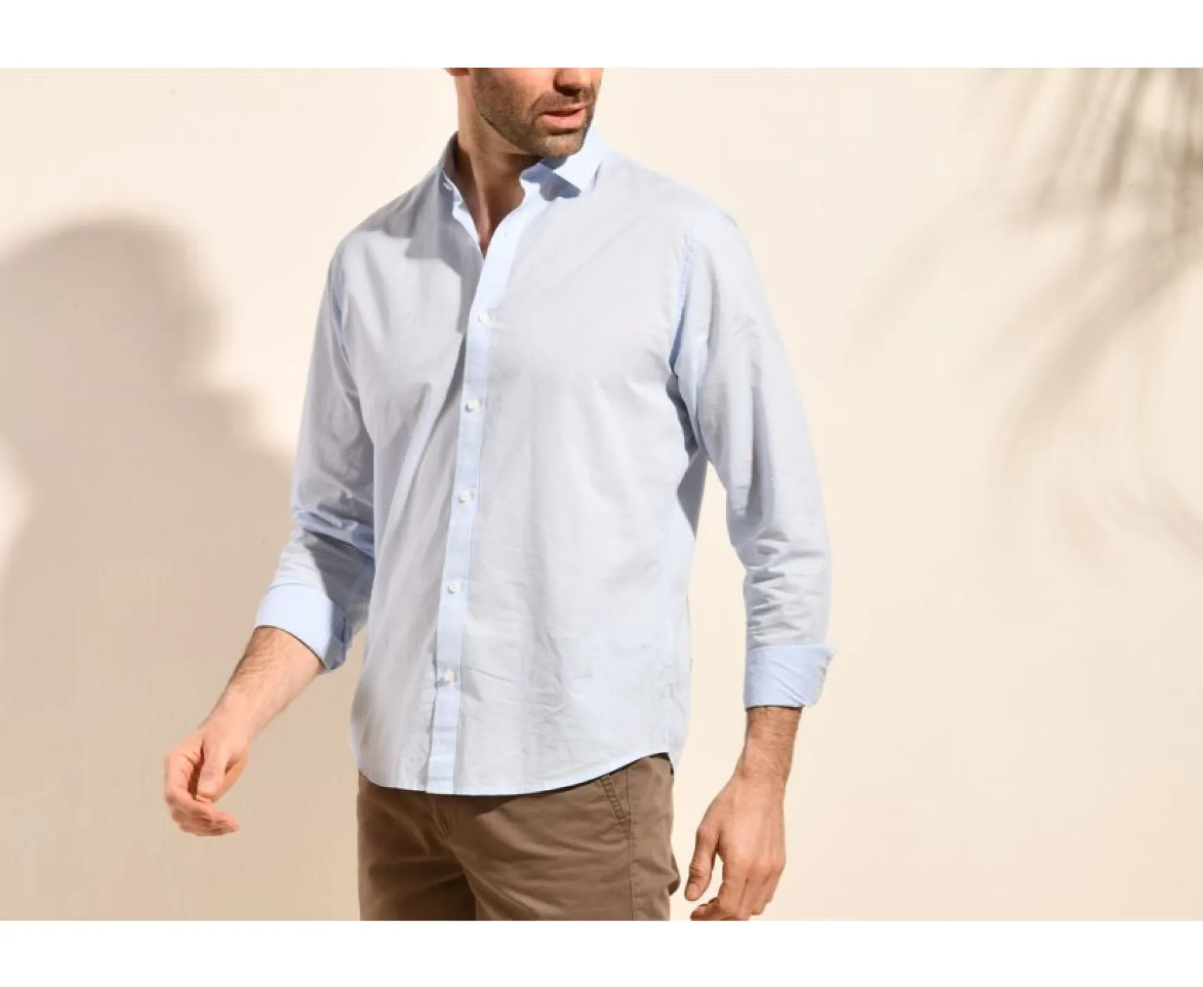 Bexley | Plain Cotton Linen Shirt Silbert Blue Sky