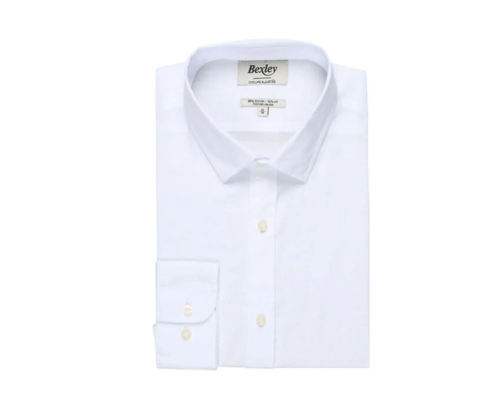 Bexley | Plain Cotton Linen Shirt Silbert White