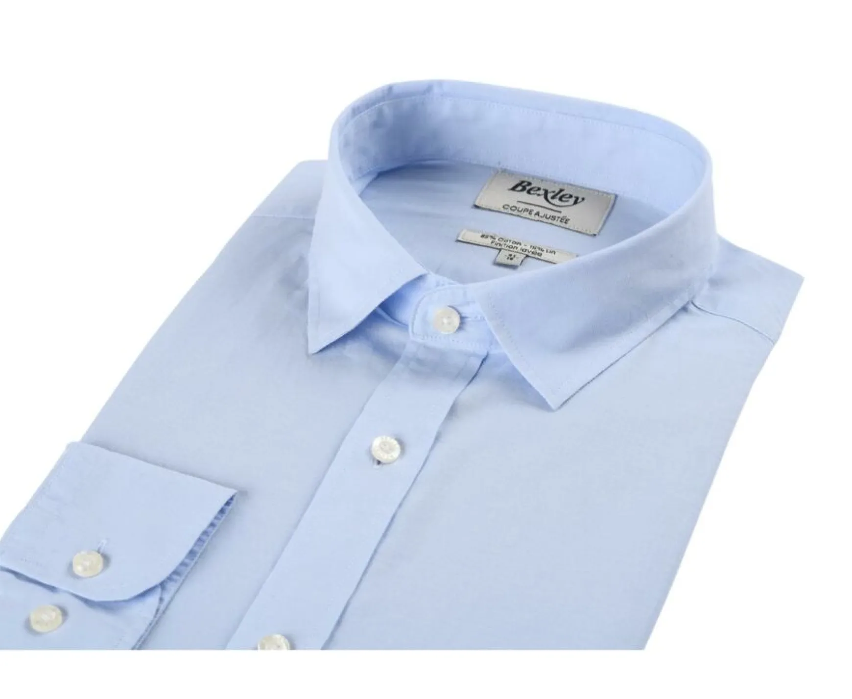 Bexley | Plain Cotton Linen Shirt Silbert Blue Sky