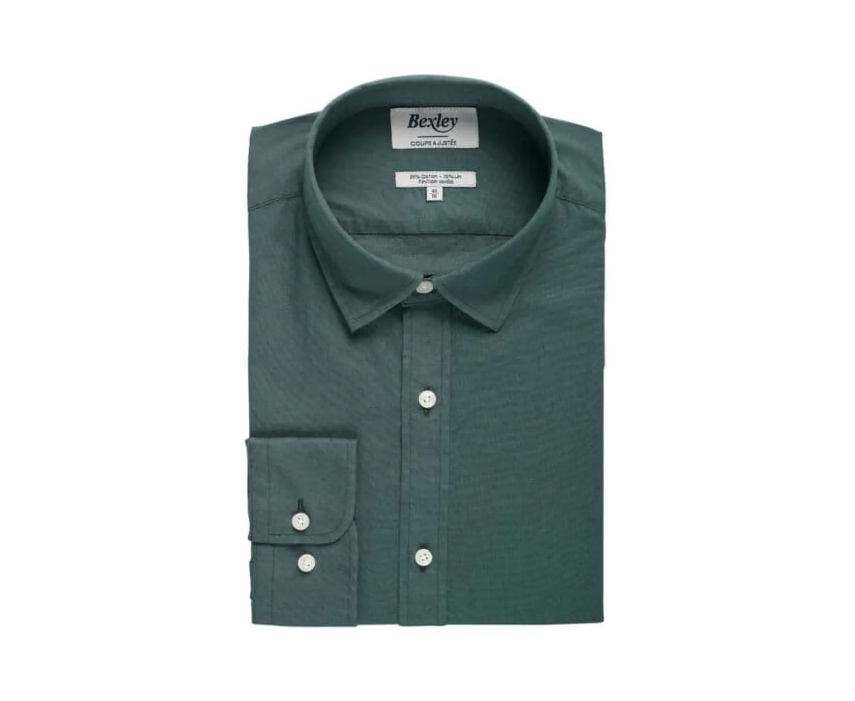 Bexley | Plain Cotton Linen Shirt Silbert Dark Green