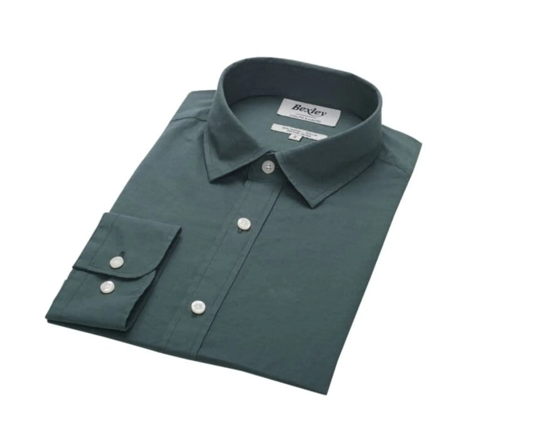 Bexley | Plain Cotton Linen Shirt Silbert Dark Green