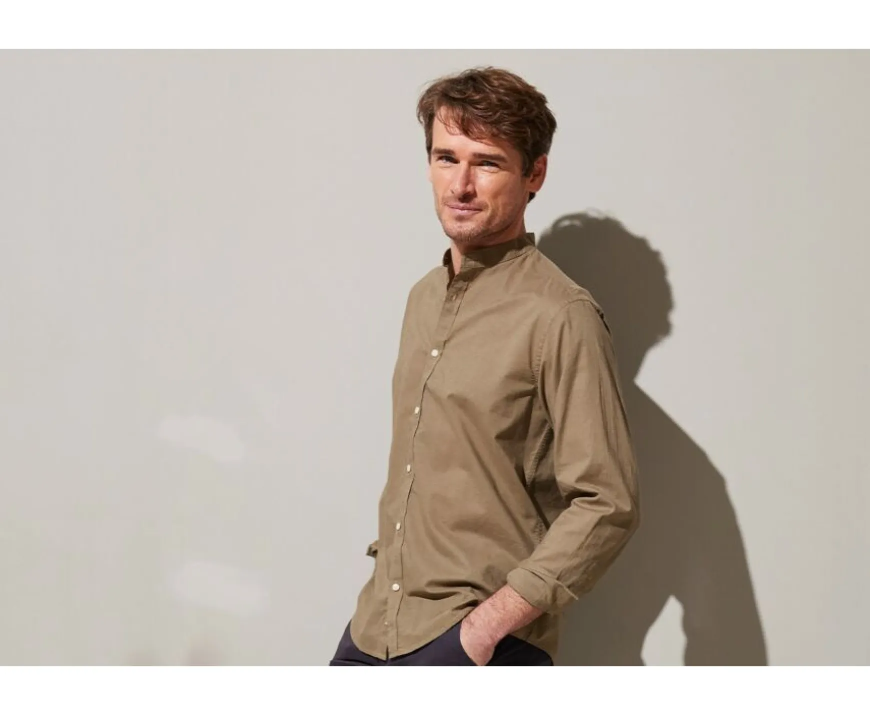 Bexley | Plain Taupe Cotton Linen Shirt Elibert Light Taupe