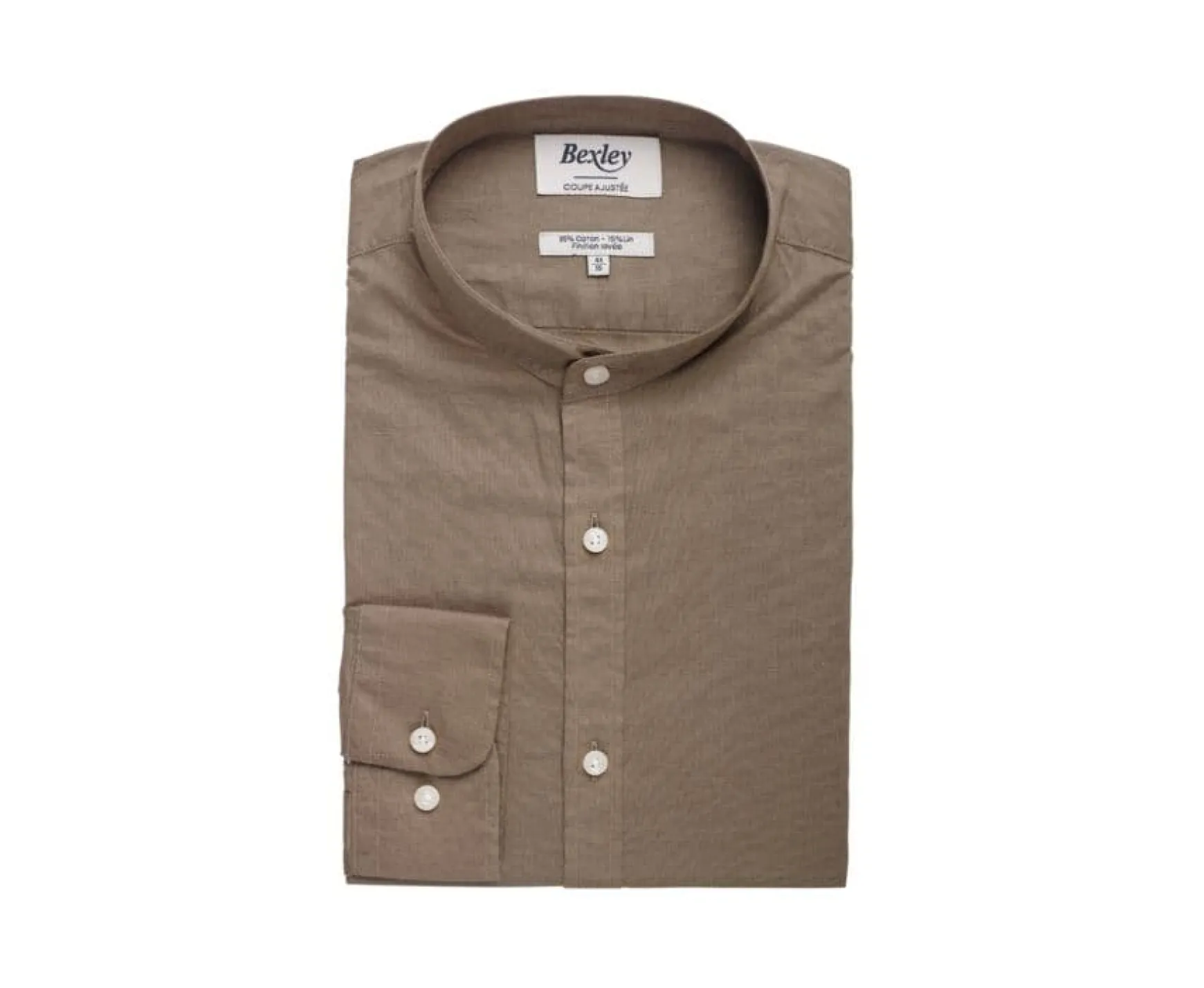 Bexley | Plain Taupe Cotton Linen Shirt Elibert Light Taupe