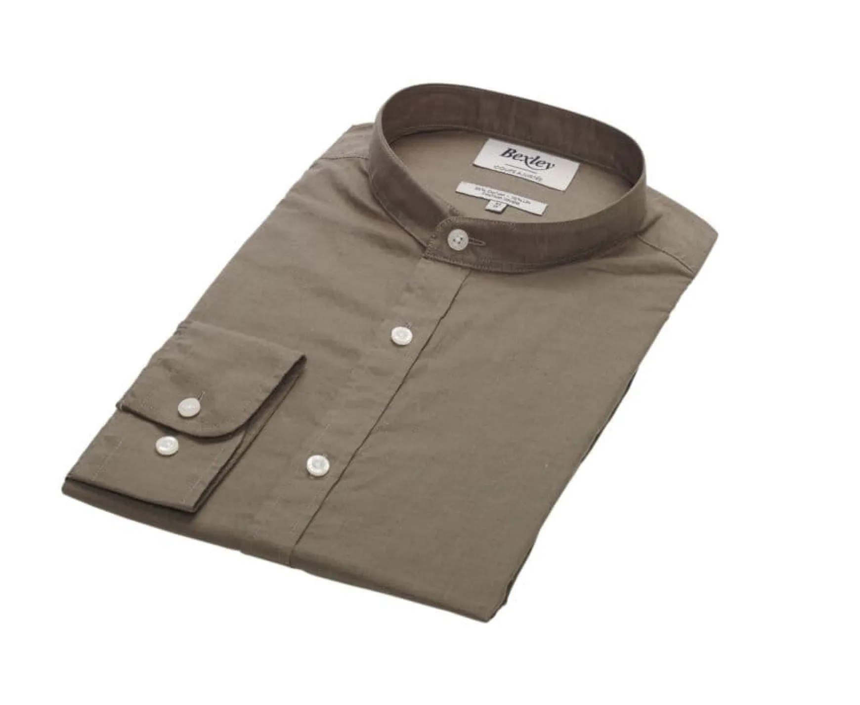 Bexley | Plain Taupe Cotton Linen Shirt Elibert Light Taupe