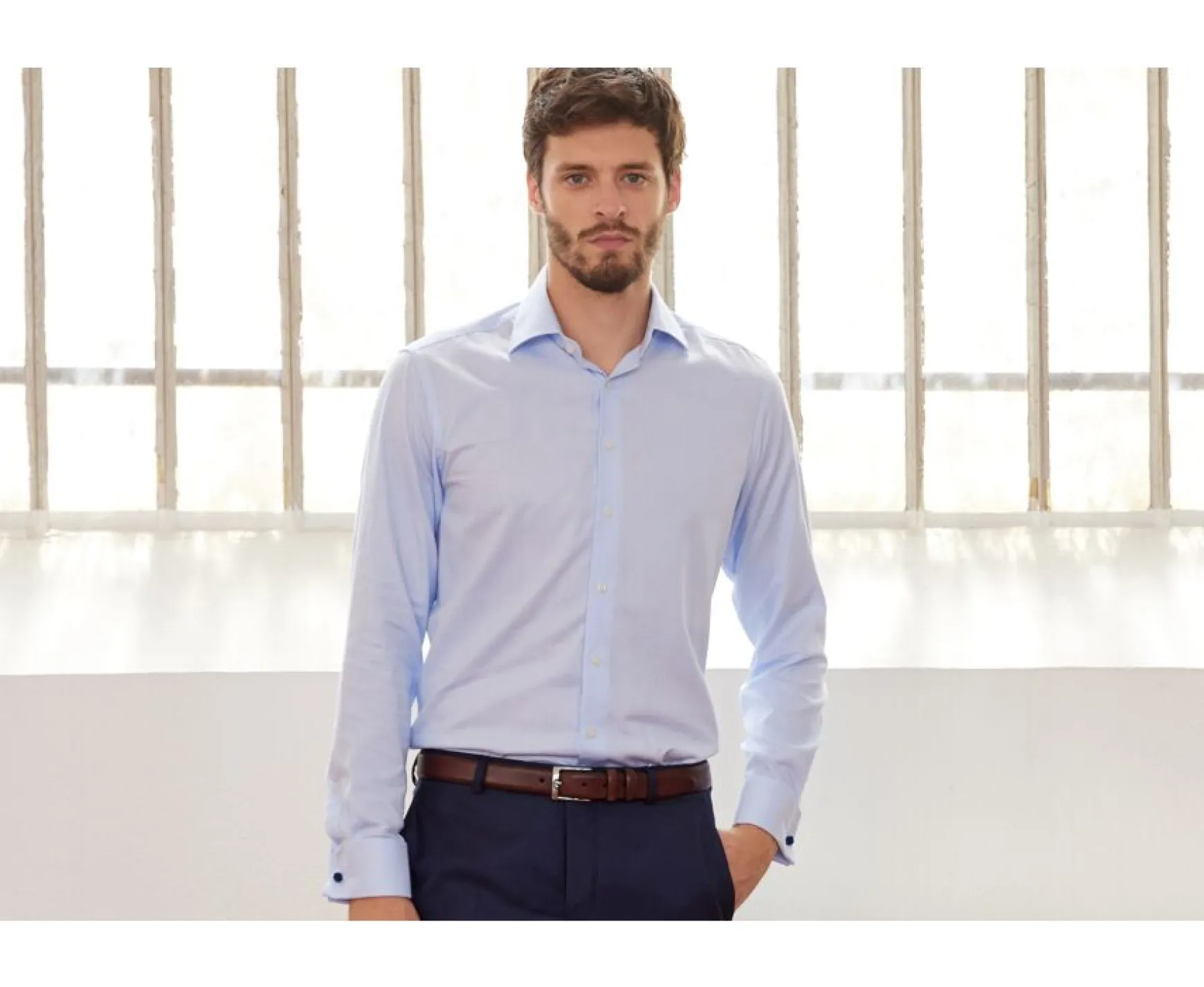 Bexley | Shirt With Cufflinks Paolo Pale Blue