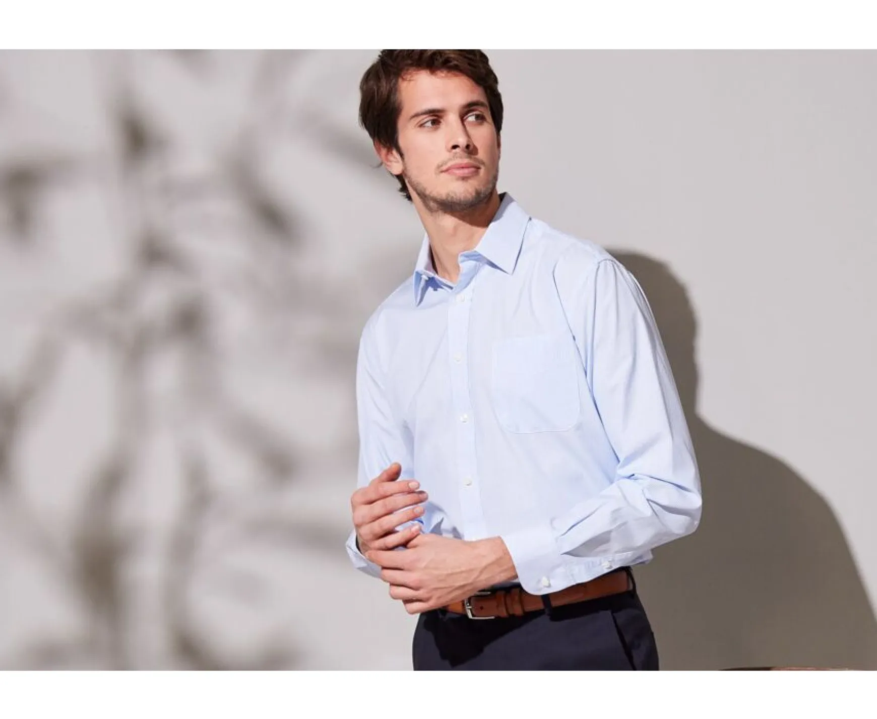 Bexley | Shirt With Thin Blue Stripes - Chest Pocket Augustin Light Blue And White