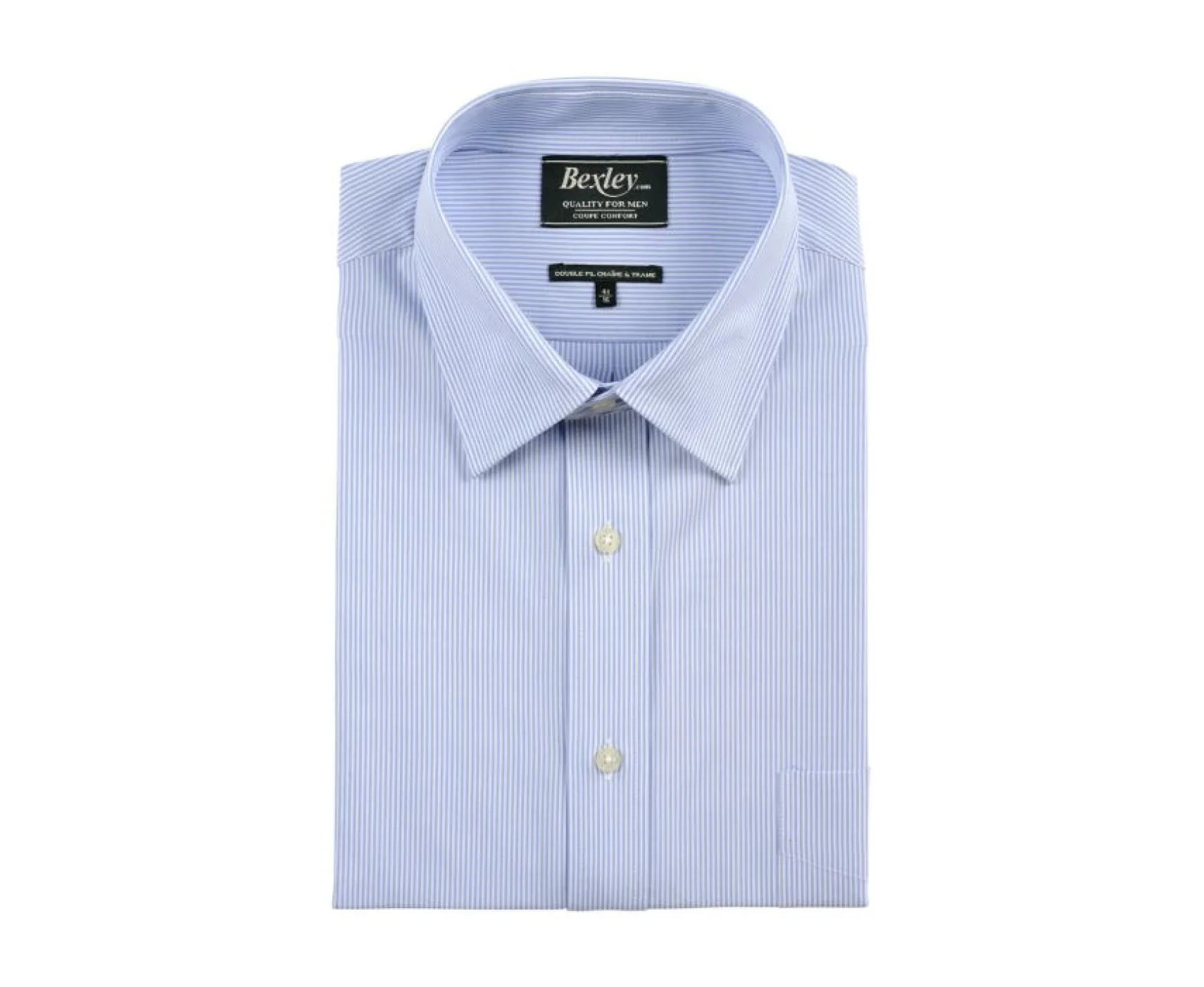 Bexley | Shirt With Thin Blue Stripes - Chest Pocket Augustin Light Blue And White