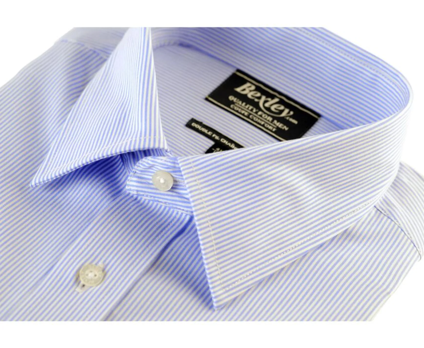 Bexley | Shirt With Thin Blue Stripes - Chest Pocket Augustin Light Blue And White