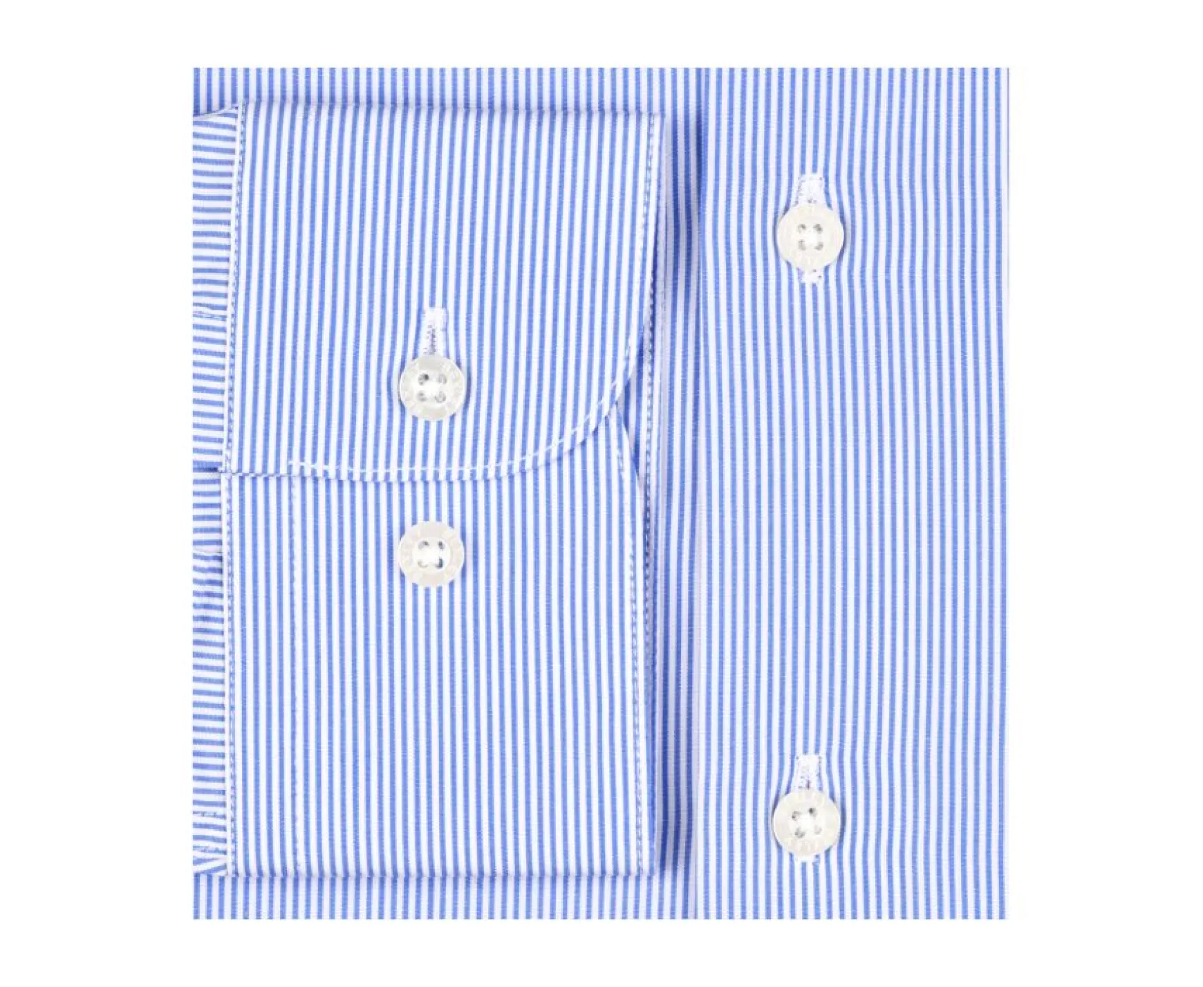 Bexley | Shirt With Thin Blue Stripes - Straight Collar Aubertin Classic Blue Ocean And White